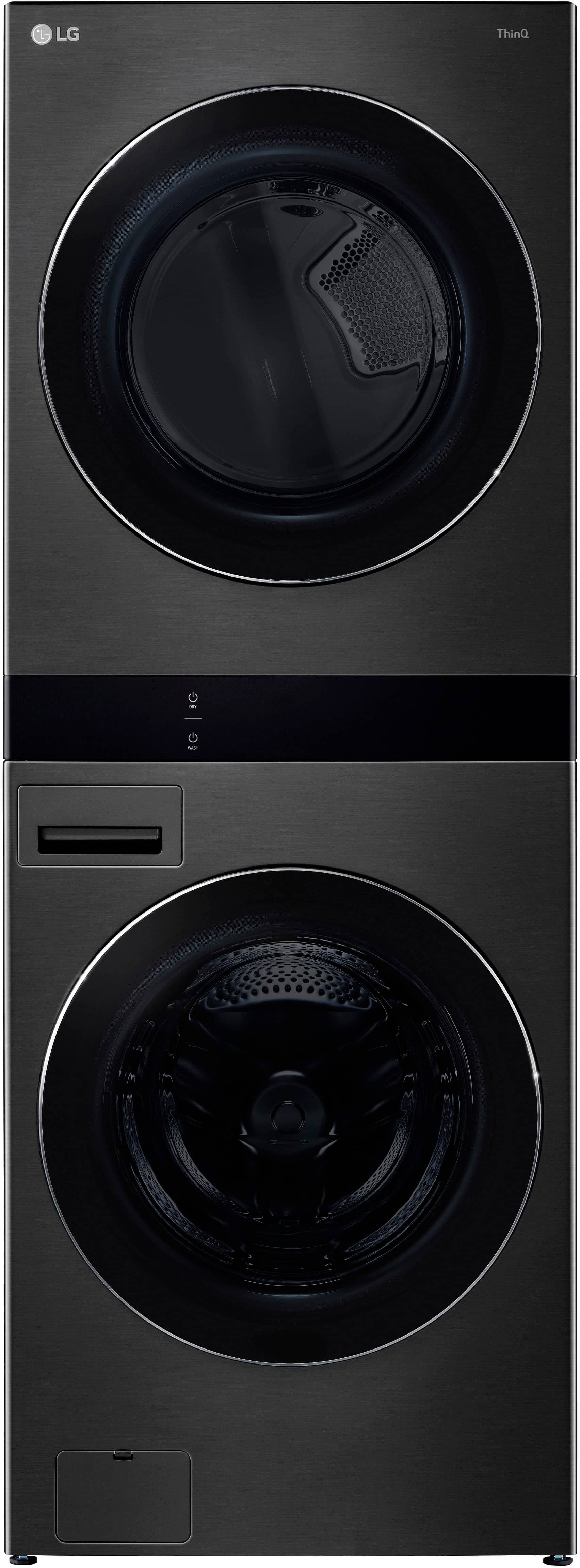 Alt View 12. LG - 5.0 Cu. Ft. HE Smart Front Load Washer and 7.4 Cu. Ft. Gas Dryer WashTower with Steam and Center Control - Black Steel.