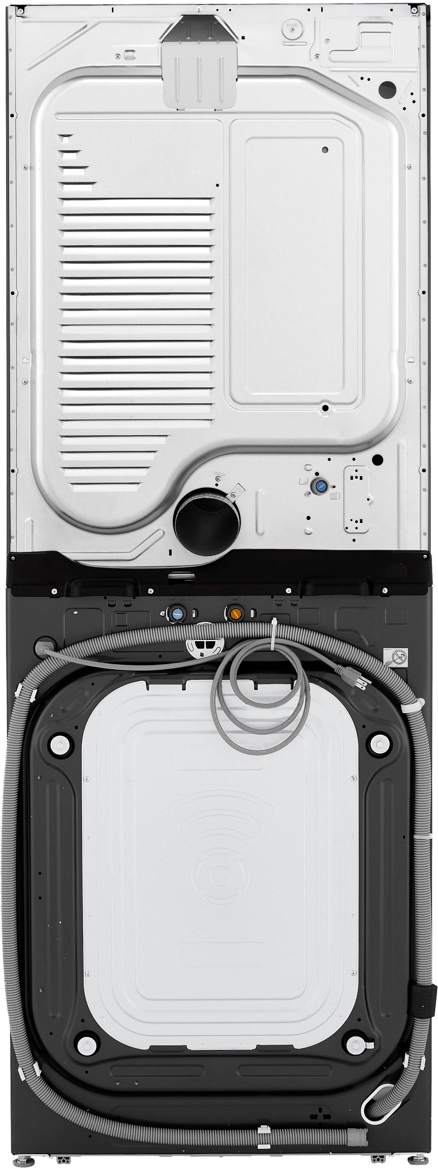 Alt View 32. LG - 5.0 Cu. Ft. HE Smart Front Load Washer and 7.4 Cu. Ft. Gas Dryer WashTower with Steam and Center Control - Black Steel.