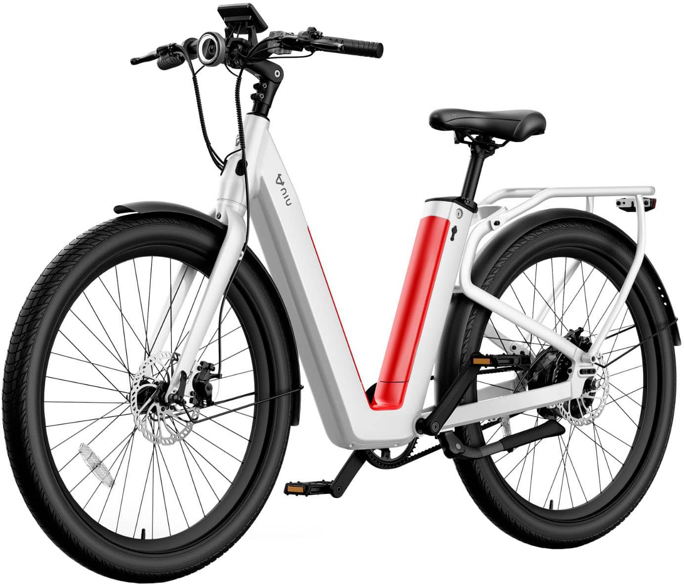 NIU - BQi-C3 Pro eBike w/ up to 90 miles Max Operating Range and 28 MPH Max Speed - White - Angle_Zoom