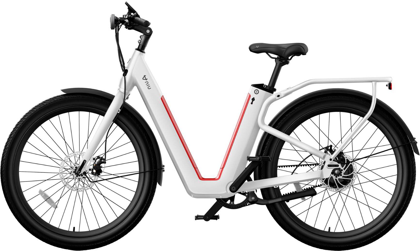 Left. NIU - BQi-C3 Pro eBike w/ up to 90 miles Max Operating Range and 28 MPH Max Speed - White.