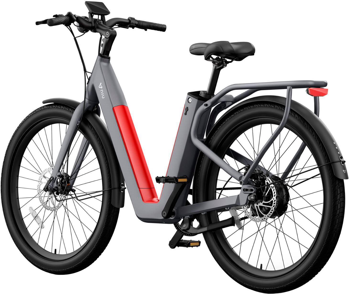 Alt View 11. NIU - BQi-C3 Pro eBike w/ up to 90 miles Max Operating Range and 28 MPH Max Speed - Grey.