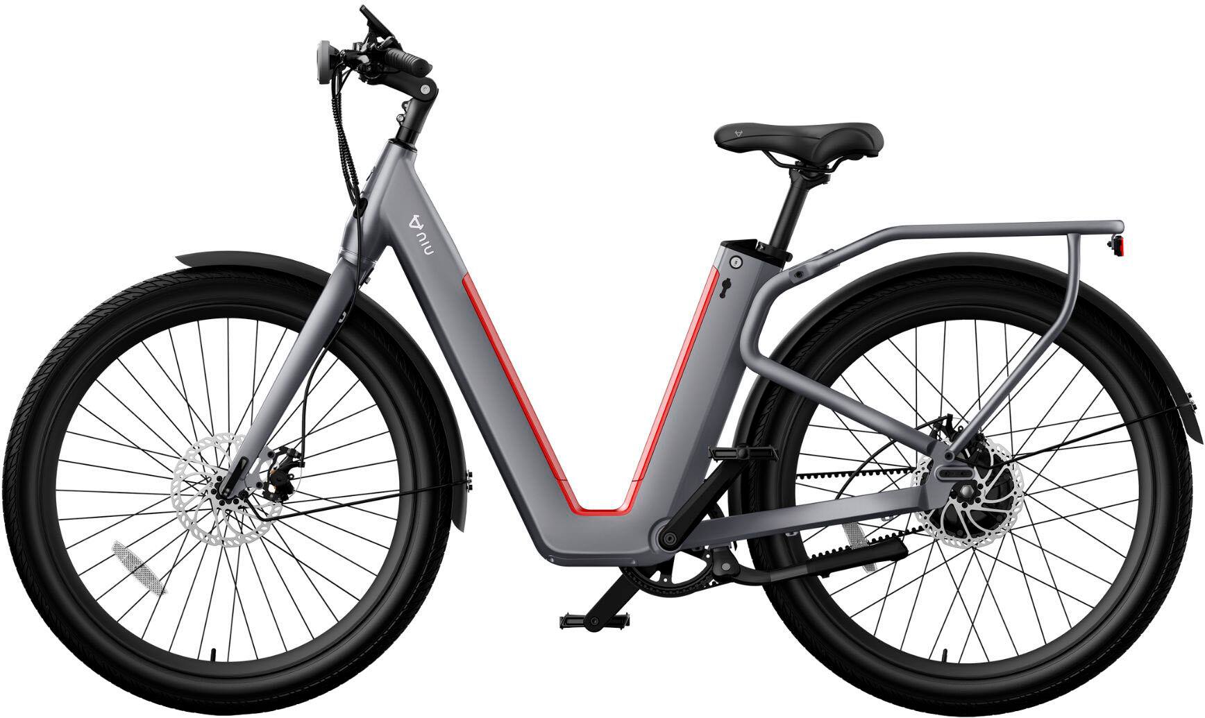 Left. NIU - BQi-C3 Pro eBike w/ up to 90 miles Max Operating Range and 28 MPH Max Speed - Grey.