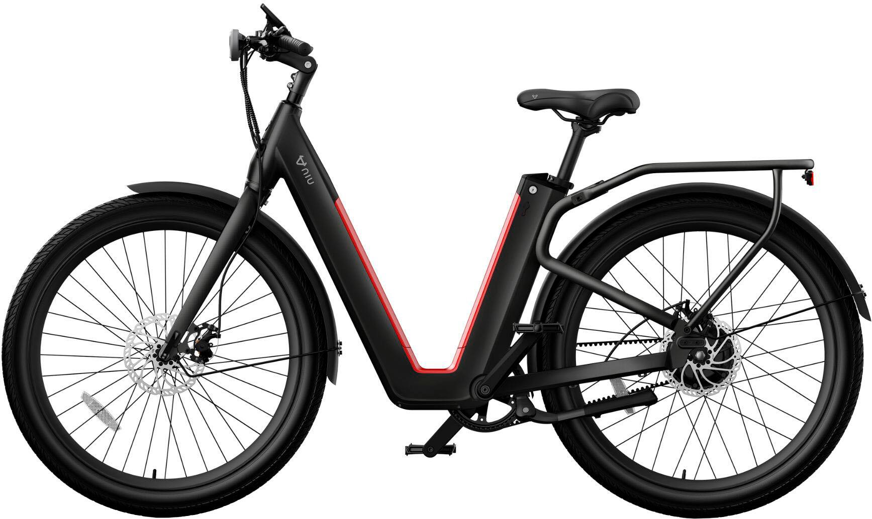 Left. NIU - BQi-C3 Pro eBike w/ up to 90 miles Max Operating Range and 28 MPH Max Speed - Black.