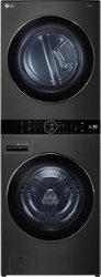 LG - 4.5 Cu. Ft. HE Smart Front Load Washer and 7.4 Cu. Ft. Electric Dryer WashTower with Steam and Ventless Dryer - Black Steel - Front_Zoom