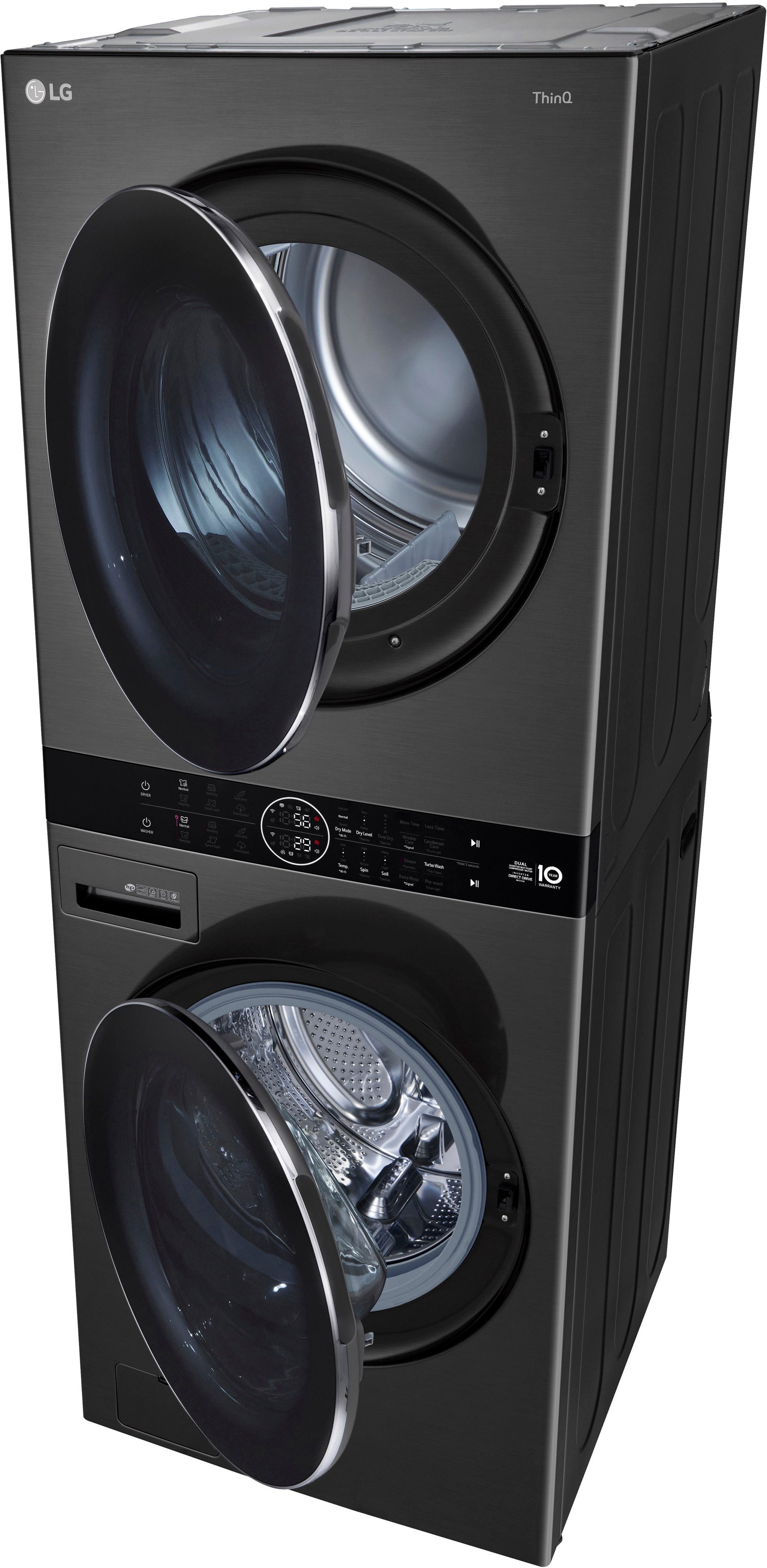 LG 4.5 Cu. Ft. HE Smart Front Load Washer and 7.4 Cu. Ft. Electric Dryer  WashTower with Steam and Ventless Dryer Black Steel WKHC202HBA - Best Buy