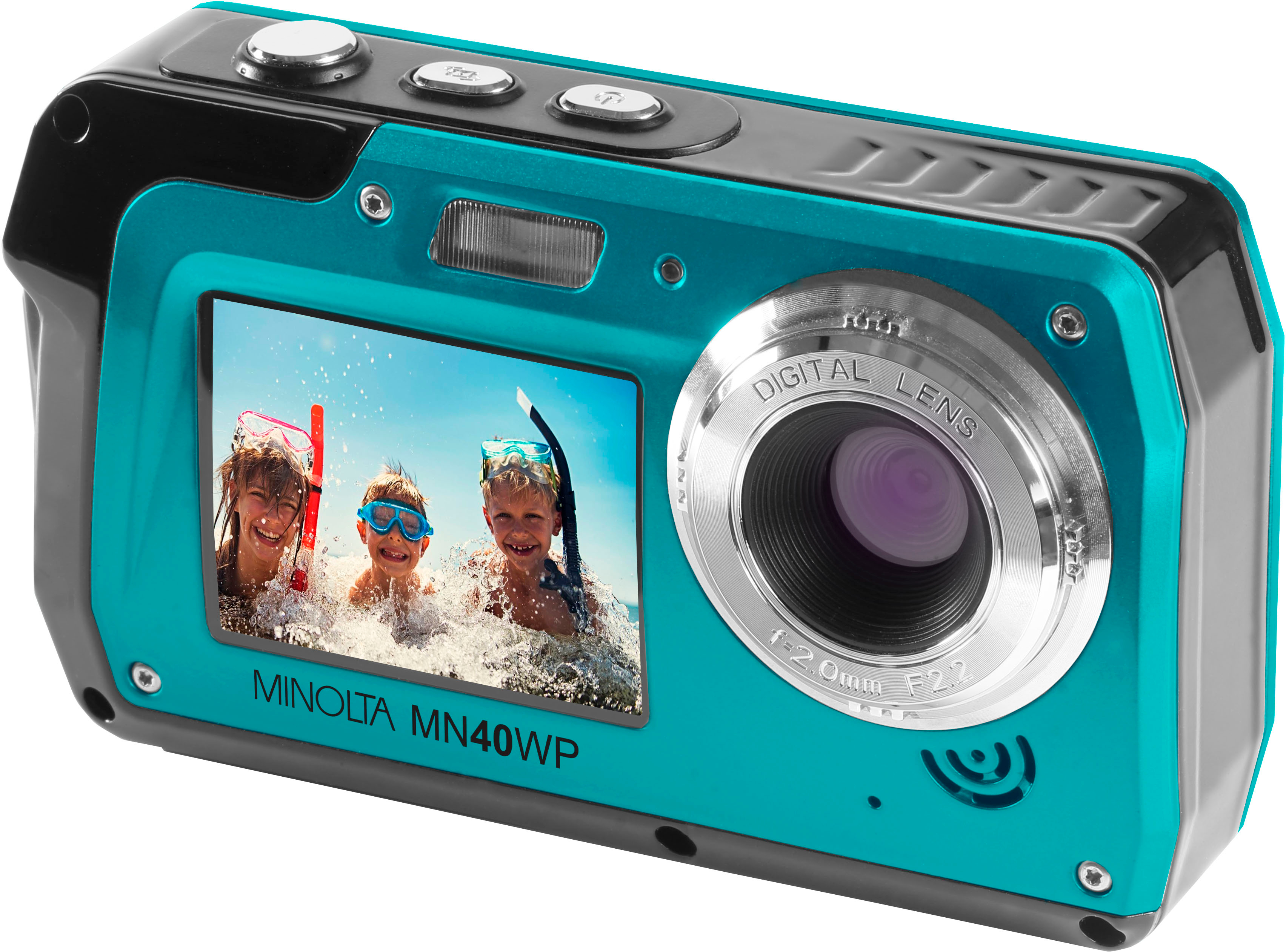 Angle View: Minolta - MN40WP 48.0 Megapixel Waterproof Digital Camera - Blue