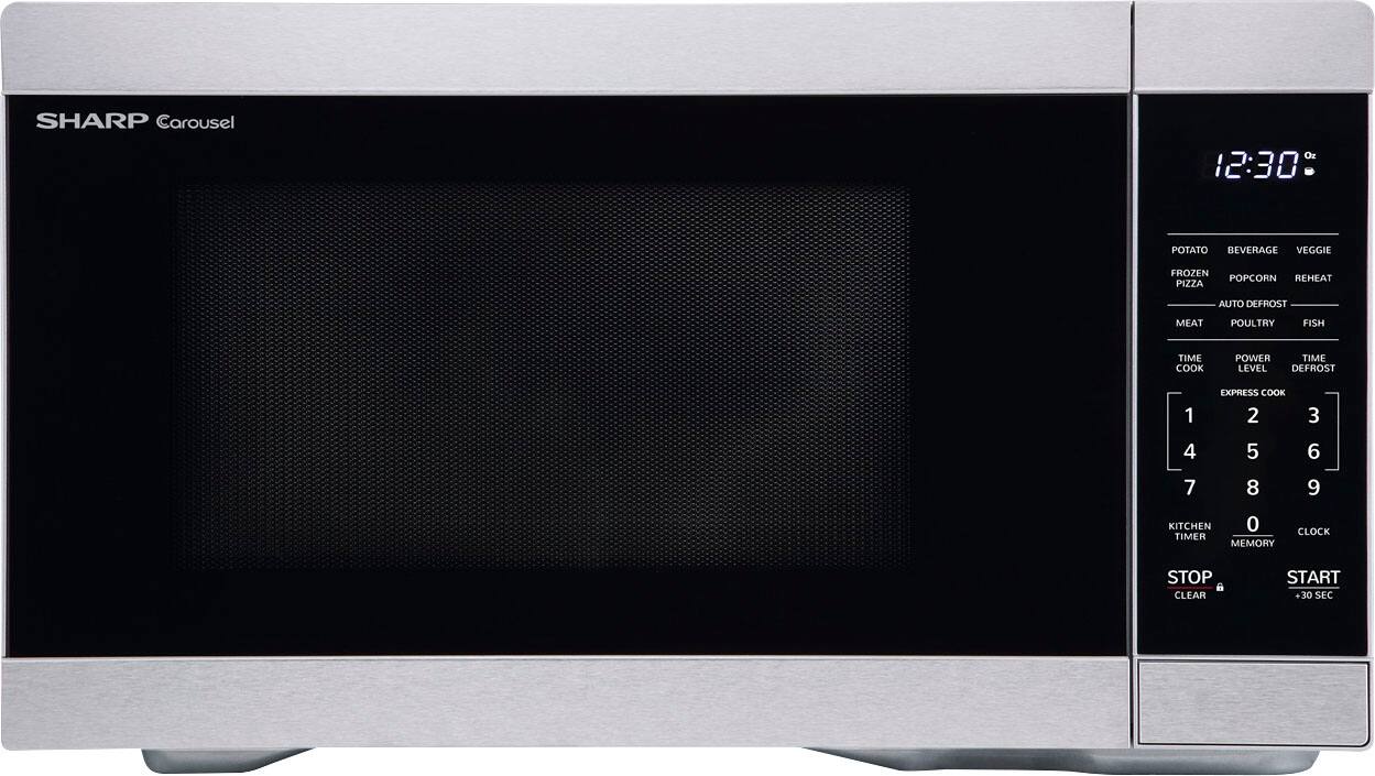 Front. Sharp - 1.1 cu ft Stainless Countertop Microwave with 1000 watts - Silver.