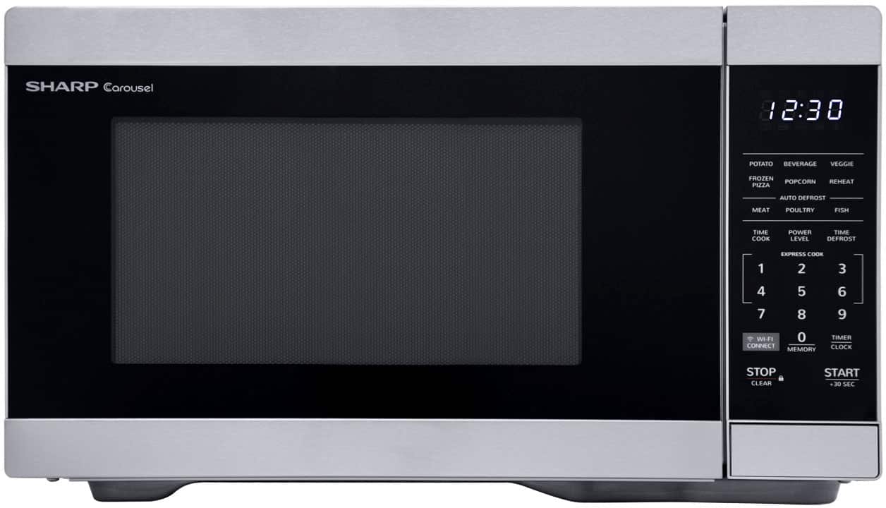 Sharp - 1.1 cu. ft Stainless Countertop Microwave Works with Alexa - Stainless Steel - Front_Zoom