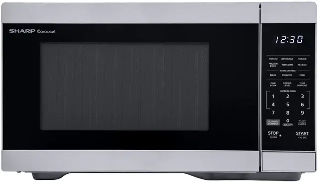 Front. Sharp - Sharp 1.1 cu. ft Stainless Countertop Microwave Works with Alexa - Stainless Steel.