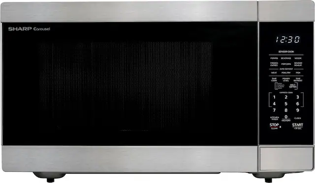 Front. Sharp - 2.2 cu ft Stainless Family Size Countertop Microwave with Sensor cooking and Inverter Technology. - Siver.