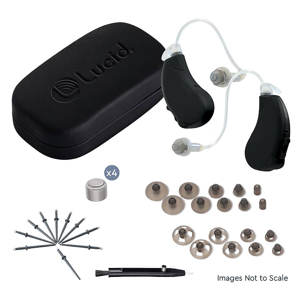 Left View: Lucid Hearing - OTC Engage Premium Hearing Aids iPhone - Black