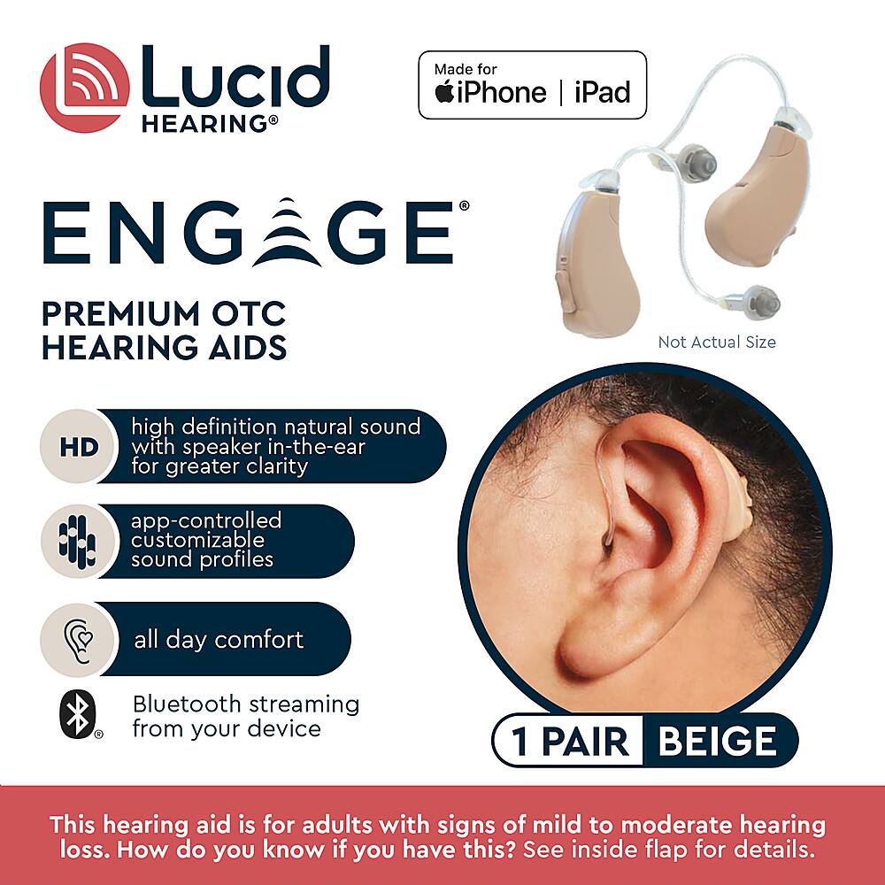 Best Buy Lucid Hearing OTC Engage Premium Hearing Aids iPhone Beige 10076