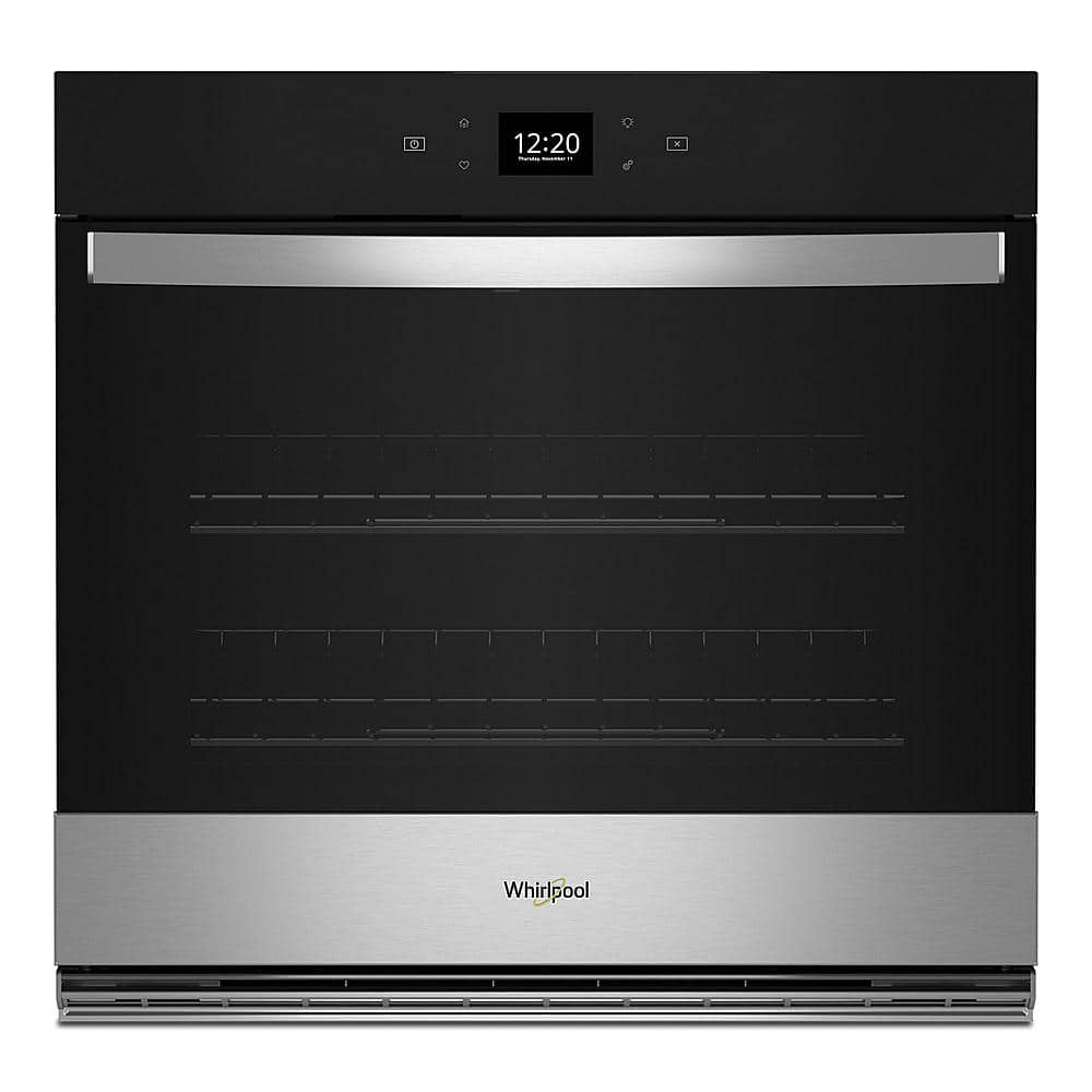 Front. Whirlpool - 30" Built-In Single Electric Convection Wall Oven with WiFi - Stainless Steel.