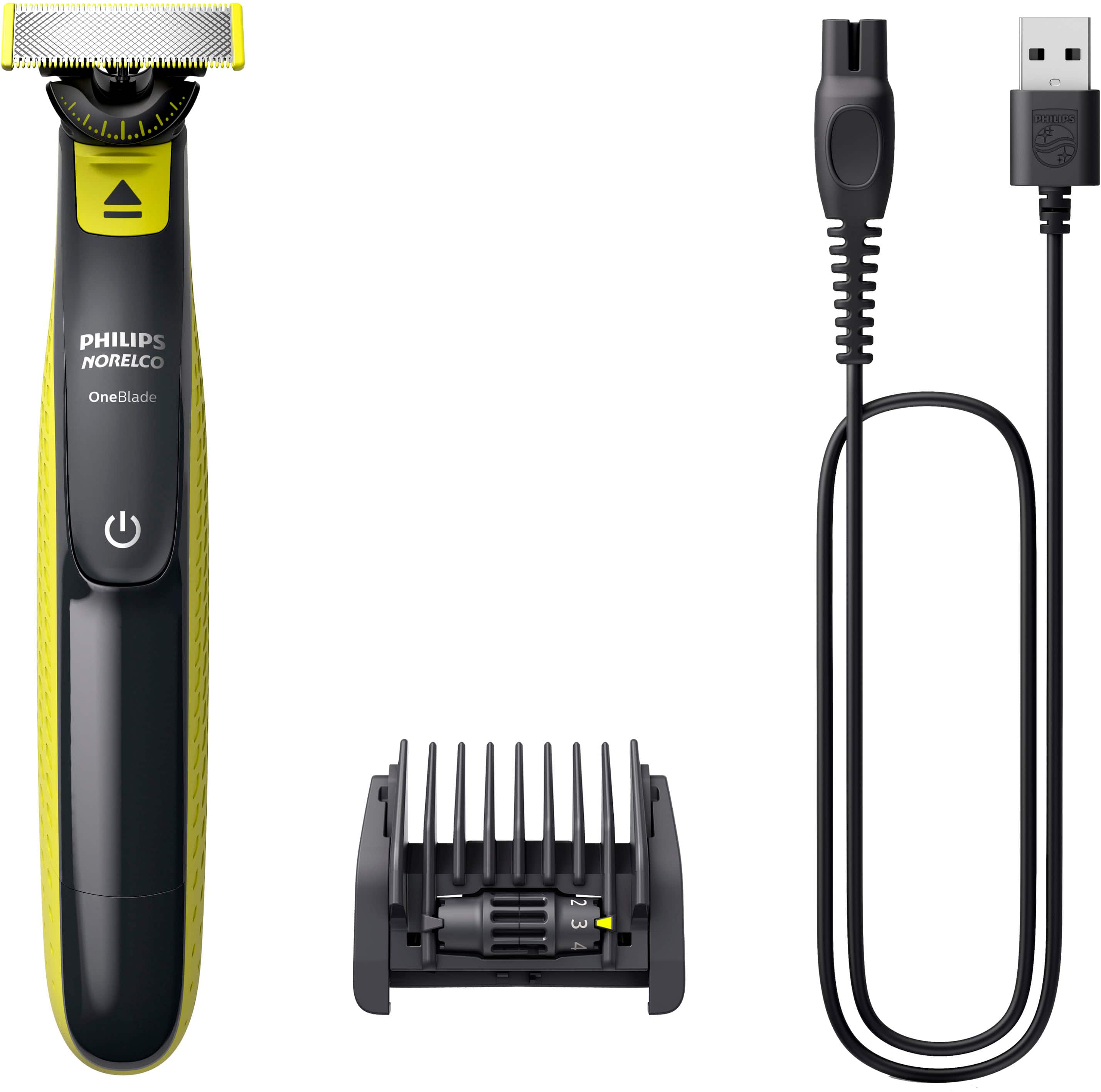 Left. Philips Norelco - OneBlade 360 Face - Hybrid Electric Trimmer and Shaver - Green.