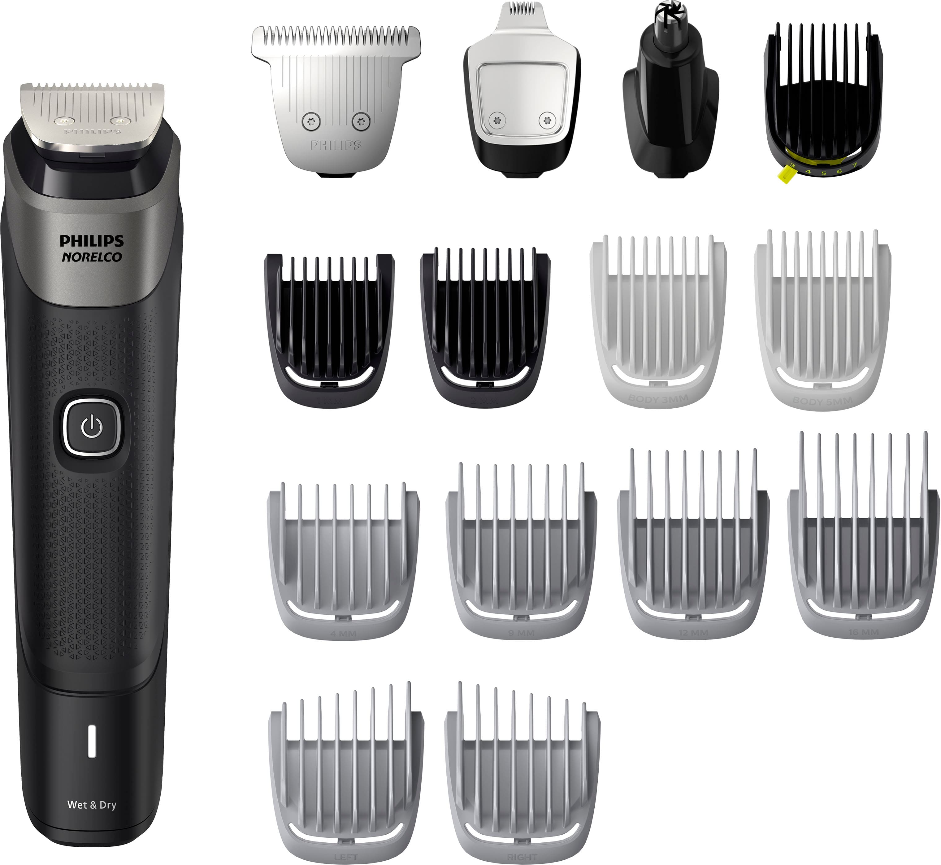 Angle. Philips Norelco - Multigroom Series 5000 18 Piece Men's Grooming Kit - Silver.