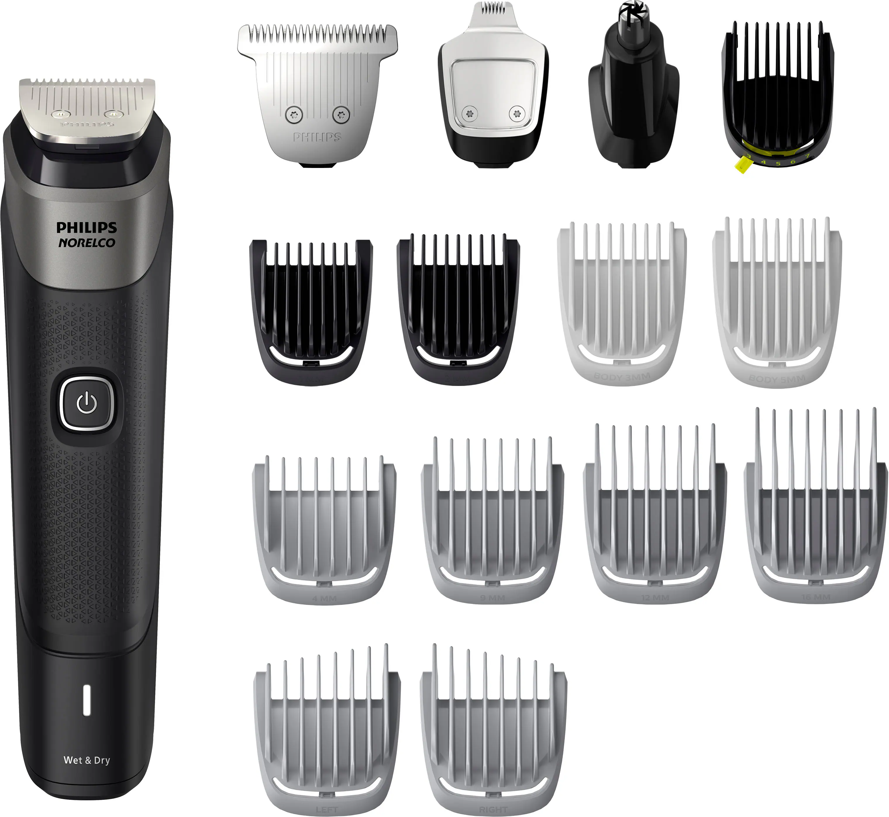 Angle. Philips Norelco - Multigroom Series 5000 18 Piece Men's Grooming Kit - Silver.