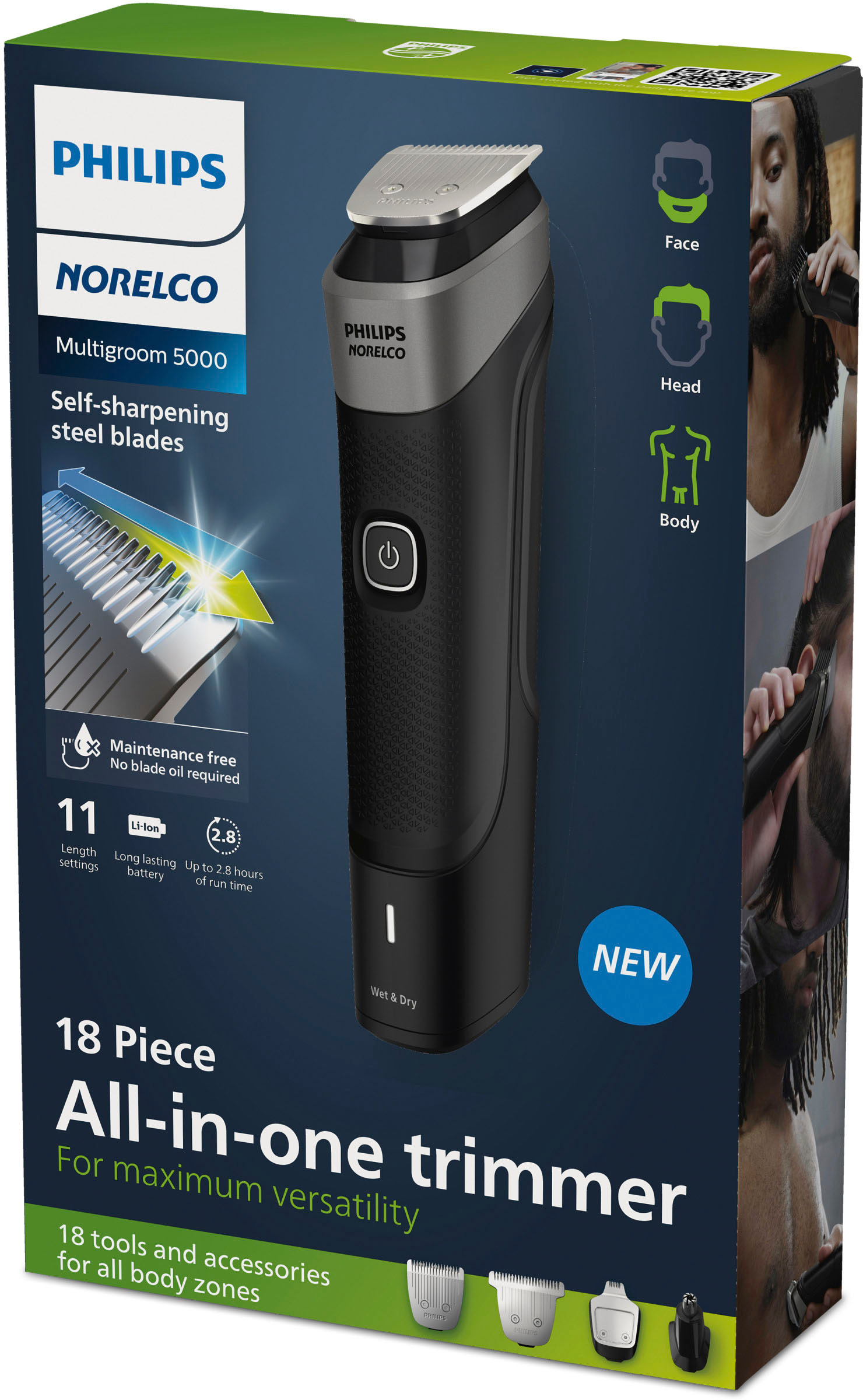 Philips Norelco Multigroom Series 5000 18 Piece, Beard Face, Hair, Body Hair  Trimmer for Men MG5910/49 Silver MG5910/49 - Best Buy