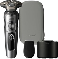 Philips Norelco - S9000 Prestige Rechargeable Wet & Dry Shaver with Precision Trimmer and Premium Case, SP9841/84 - Light Brushed Chrome - Angle_Zoom