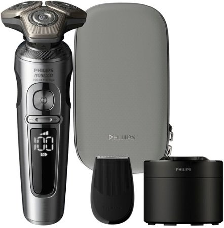Philips Norelco S9000 Prestige Rechargeable Wet & Dry Shaver with Precision Trimmer and Premium Case, SP9841/84 - Light Brushed Chrome