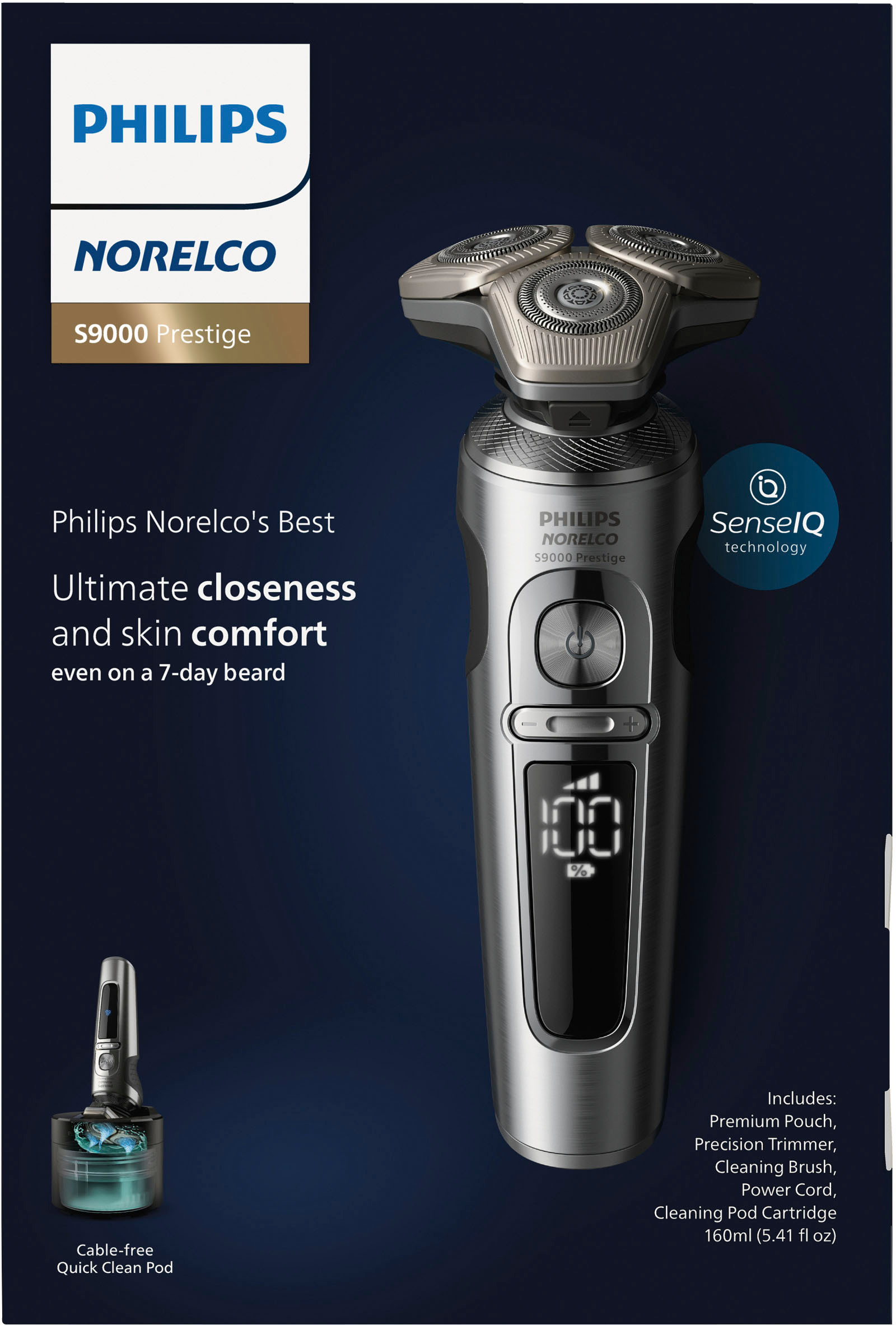 Philips Norelco S9000 Prestige Rechargeable Wet & Dry Shaver with Precision  Trimmer and Premium Case, SP9841/84 Light Brushed Chrome SP9841/84 - Best  