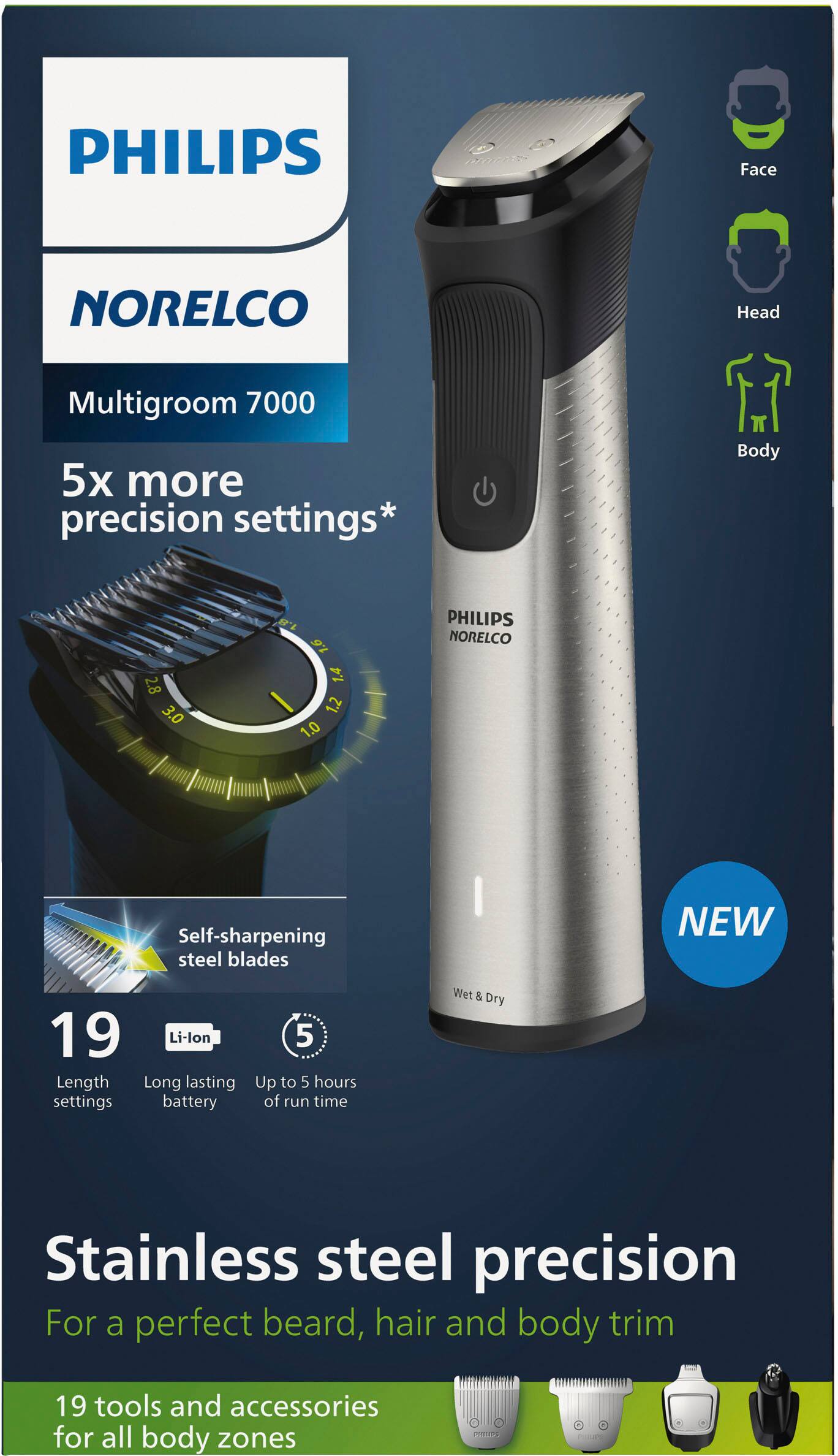 Alt View 11. Philips Norelco - Multigroom Series 7000, Mens Grooming Kit with Trimmer - Silver.