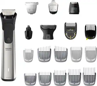 Angle. Philips Norelco - Multigroom Series 9000 - 21 Piece Men's Grooming Kit - Silver.