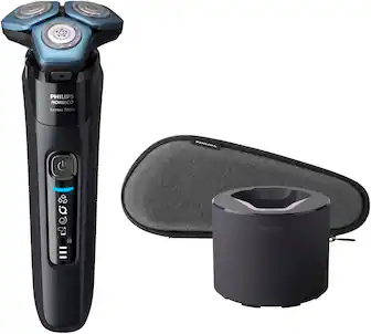 Angle. Philips Norelco - Shaver 7600, Rechargeable Wet & Dry Electric Shaver with SenseIQ Technology - Black.