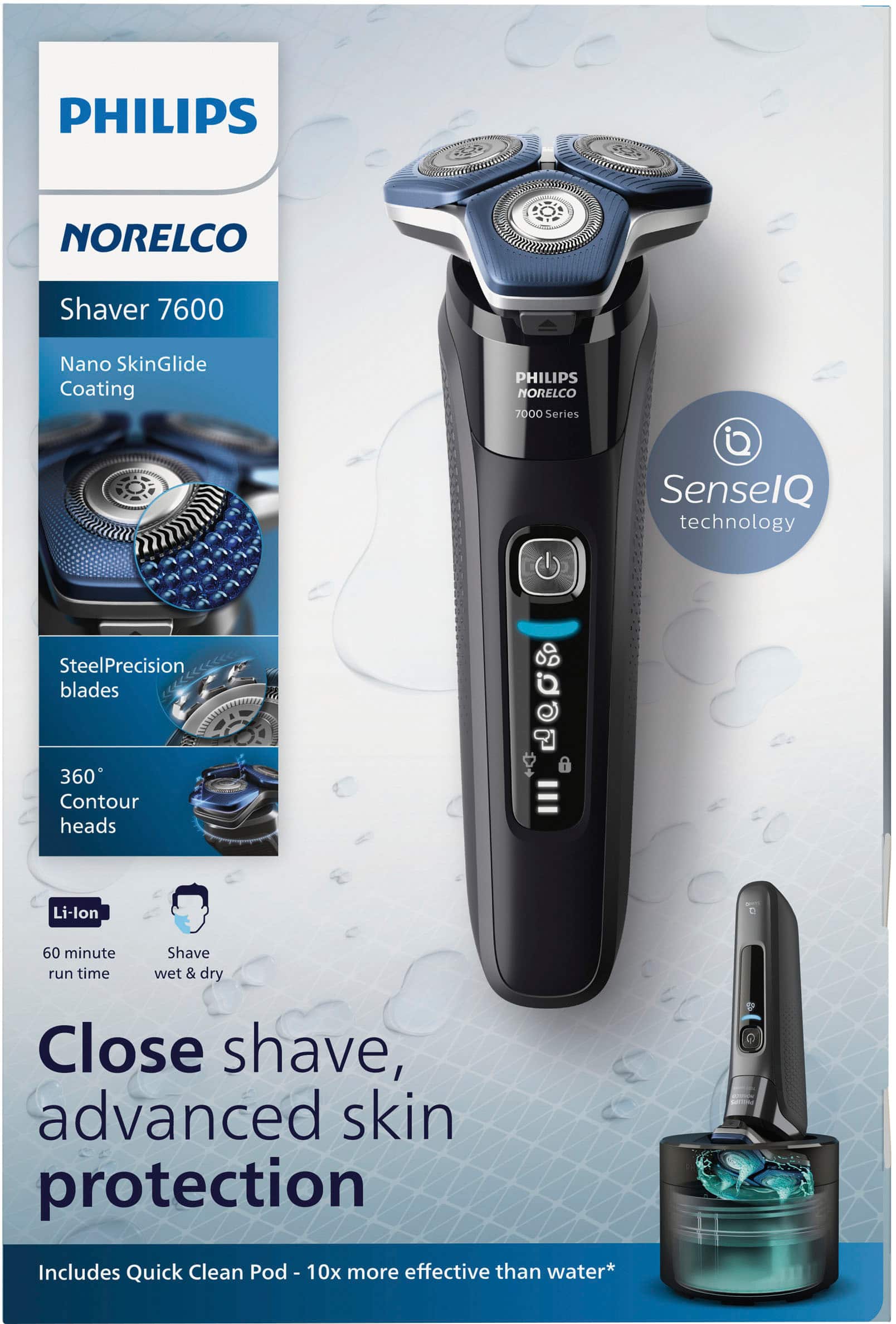 Alt View 21. Philips Norelco - Shaver 7600, Rechargeable Wet & Dry Electric Shaver with SenseIQ Technology - Black.