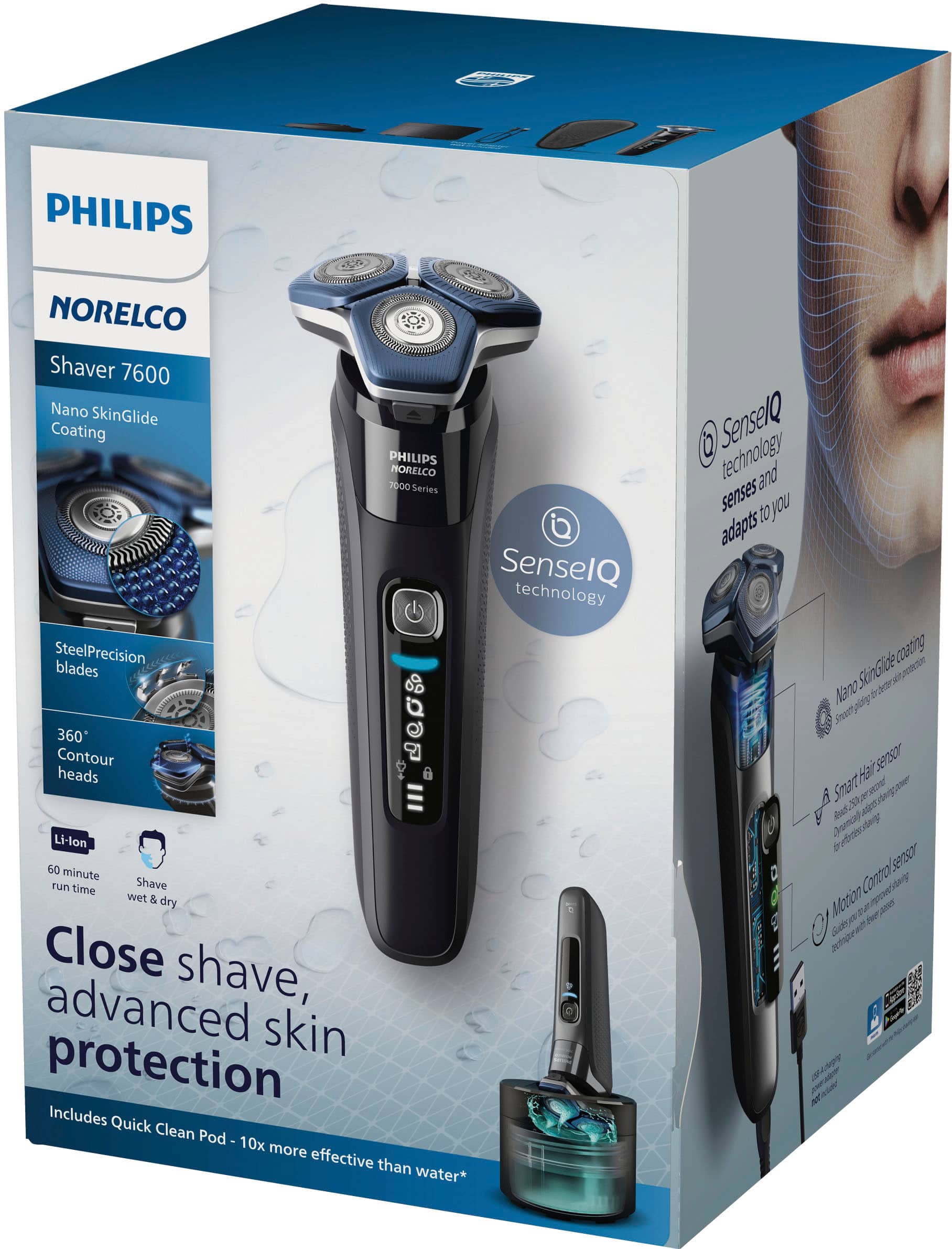 Alt View 22. Philips Norelco - Shaver 7600, Rechargeable Wet & Dry Electric Shaver with SenseIQ Technology - Black.
