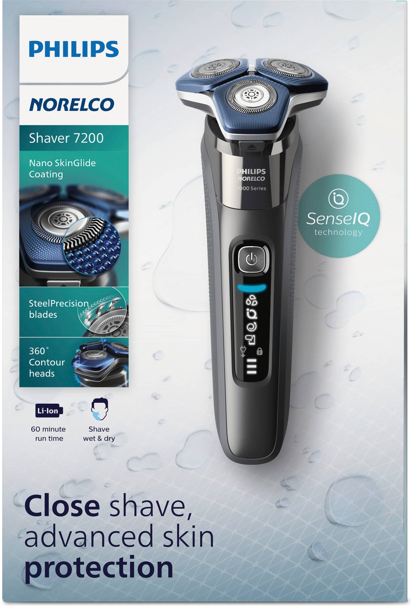 Alt View 21. Philips Norelco - Shaver 7200, Rechargeable Wet & Dry Electric Shaver with SenseIQ Technology and Pop-up Trimmer - Black.