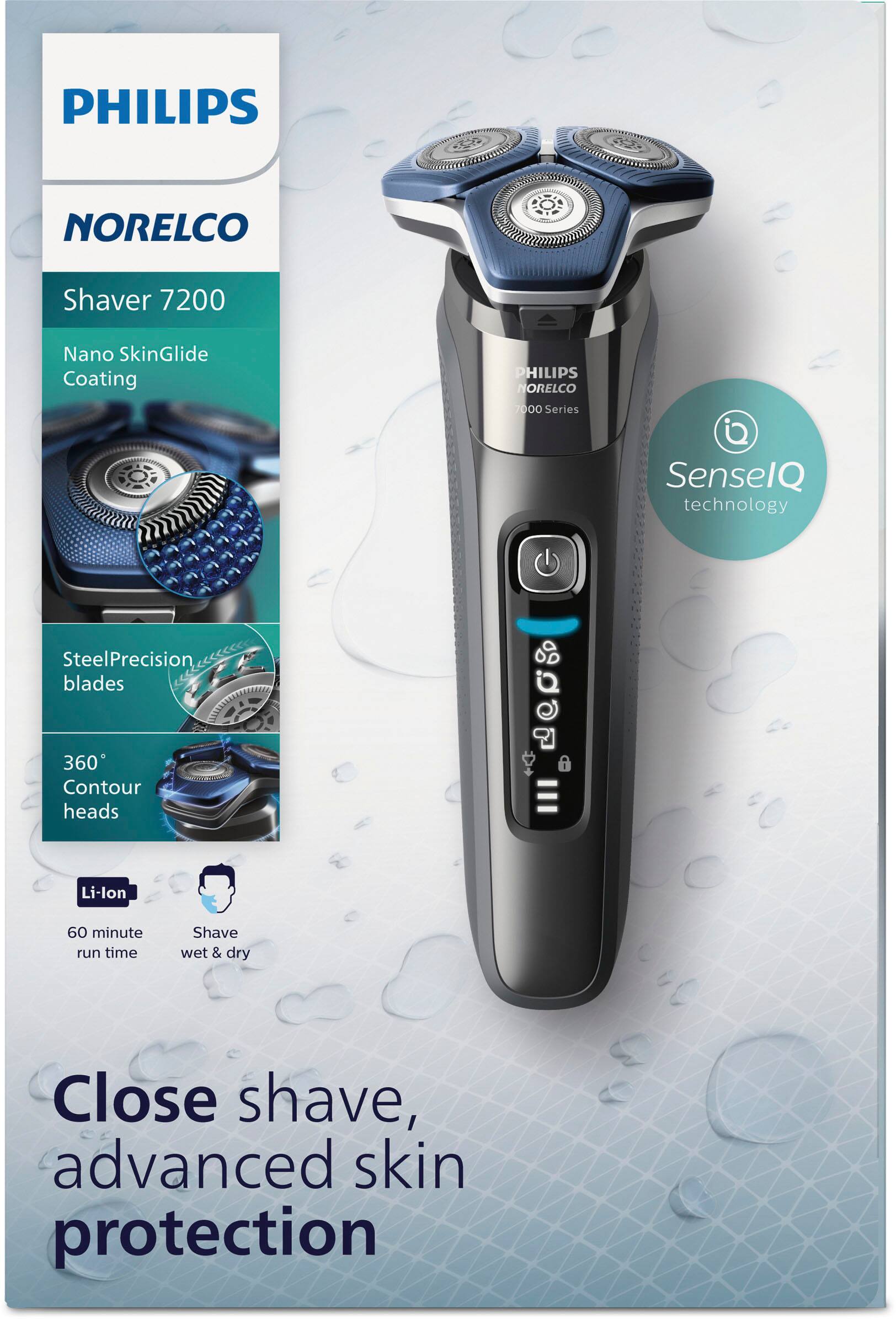 Alt View 21. Philips Norelco - Shaver 7200, Rechargeable Wet & Dry Electric Shaver with SenseIQ Technology and Pop-up Trimmer - Black.