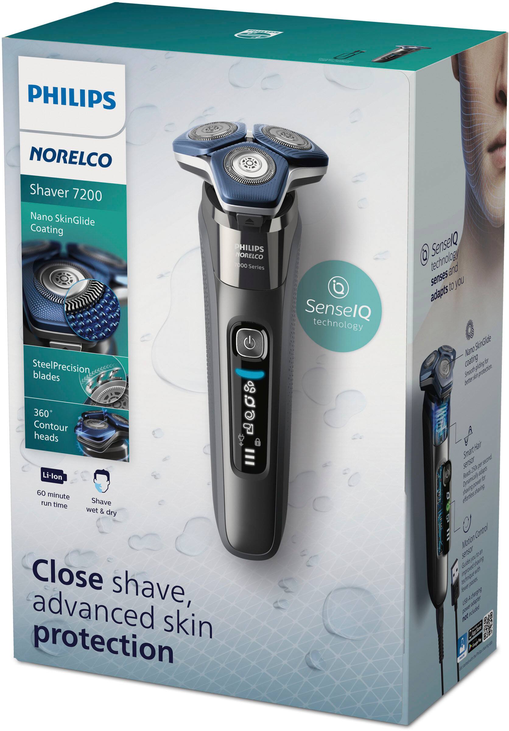 Alt View 22. Philips Norelco - Shaver 7200, Rechargeable Wet & Dry Electric Shaver with SenseIQ Technology and Pop-up Trimmer - Black.