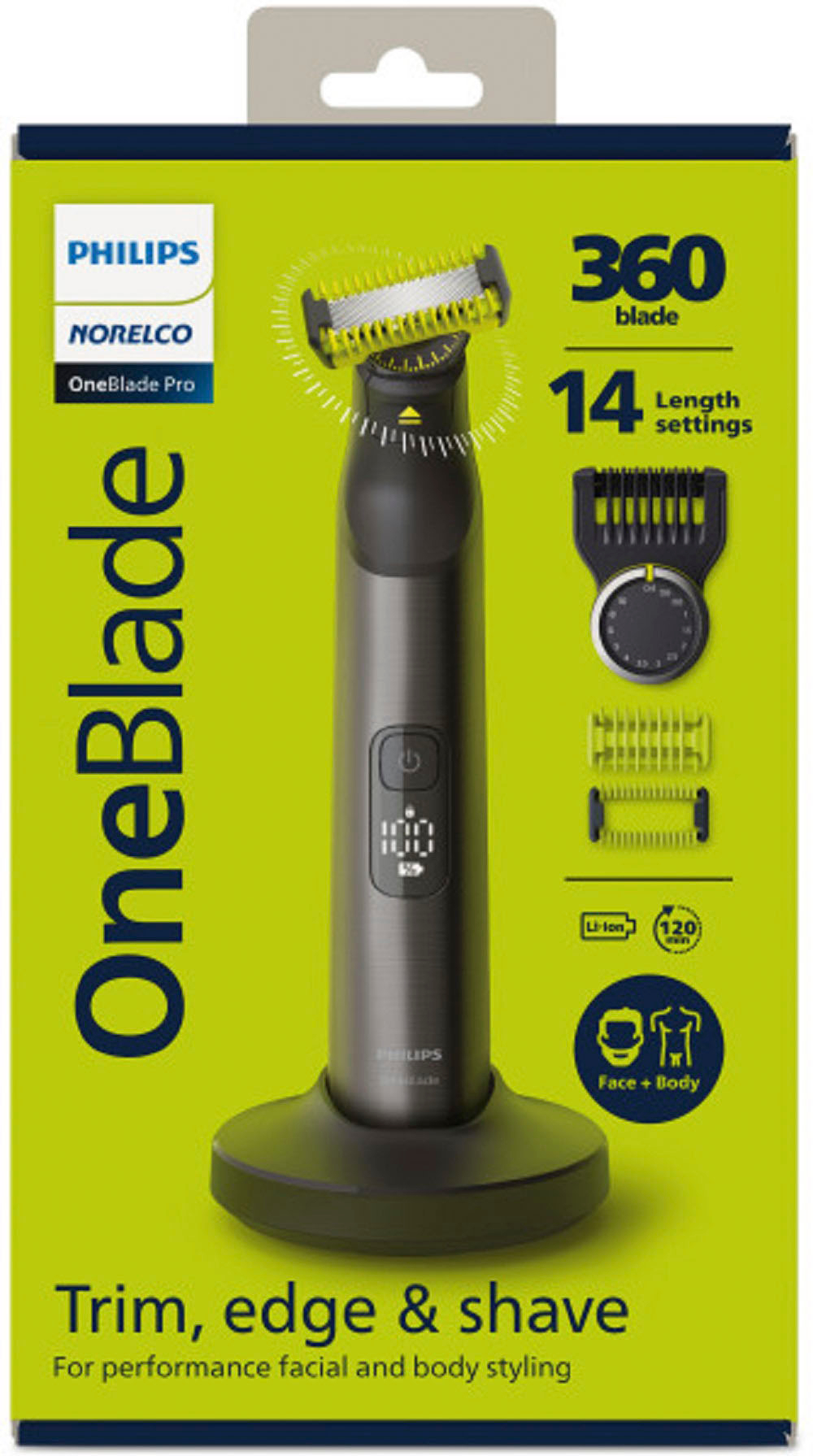 Philips QP6551/70 OneBlade 360 Pro Face & Body Hybrid Electric Trimmer & Shaver - Chrome - 1 Each