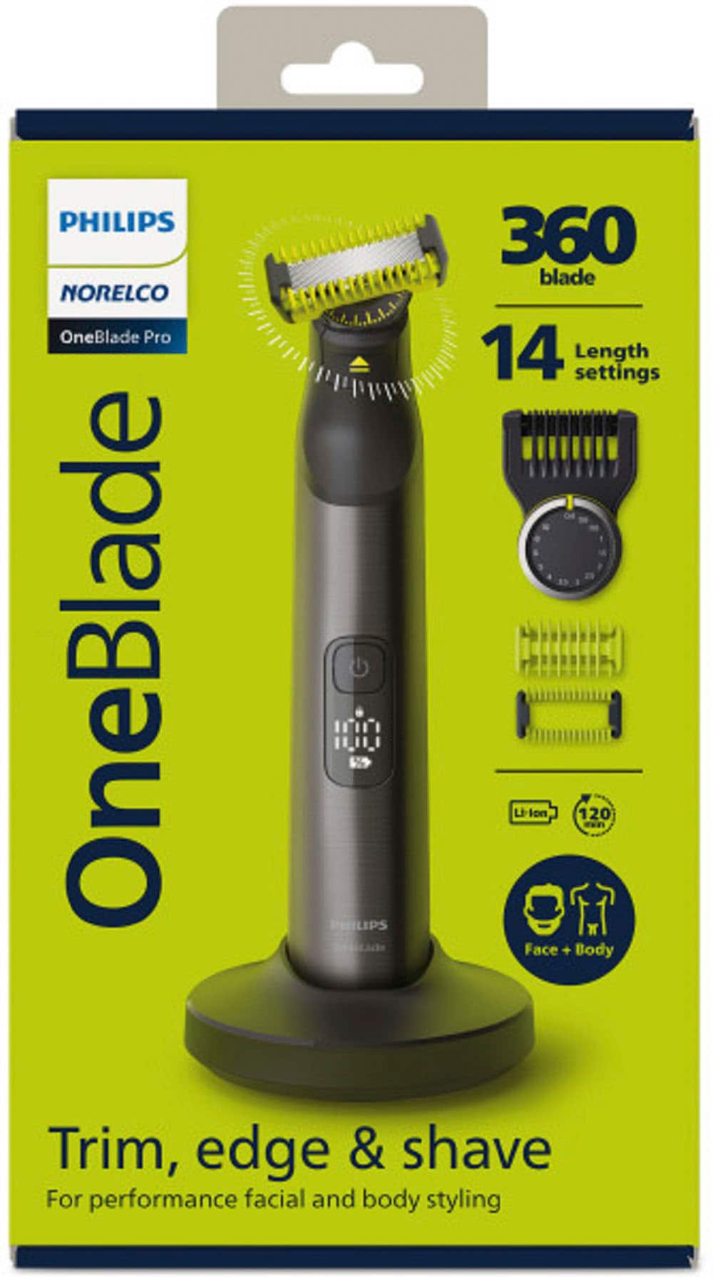 Alt View 14. Philips Norelco - OneBlade Pro 360, Face & Body Hybrid Electric Trimmer and Shaver - Chrome.