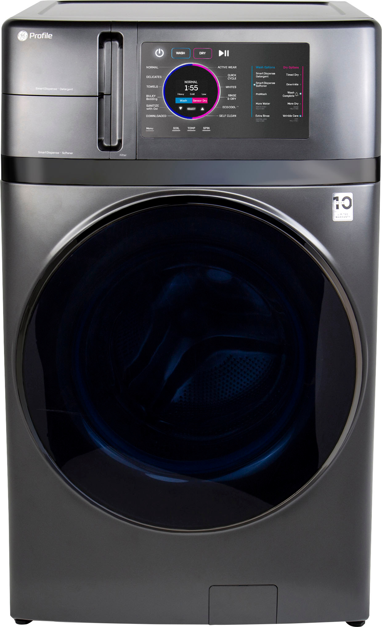 GE Profile - 4.8 cu. ft. UltraFast Combo Electric Washer & Dryer with Ventless Heat Pump Technology - Carbon Graphite