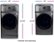 The image features two washing machines side by side, with a comparison chart showing their dimensions. The chart indicates that both machines have a width of 28 inches and a height of 53-7/10 inches. The machines are shown with an optional riser, which is sold separately.