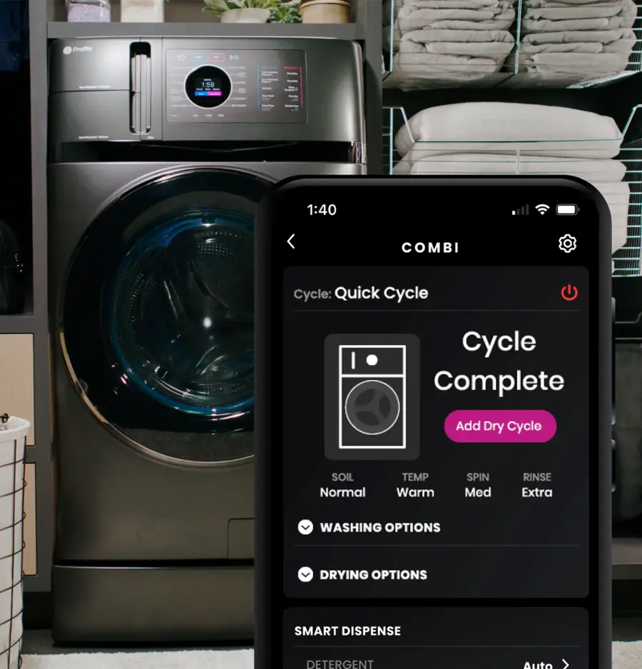 Alt View 26. GE Profile - 4.8 cu. ft. UltraFast Combo Washer & Dryer with Ventless Heat Pump Technology - Carbon Graphite.