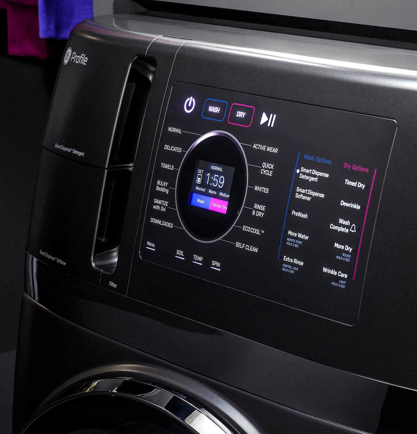 Alt View 34. GE Profile - 4.8 cu. ft. UltraFast Combo Washer & Dryer with Ventless Heat Pump Technology - Carbon Graphite.