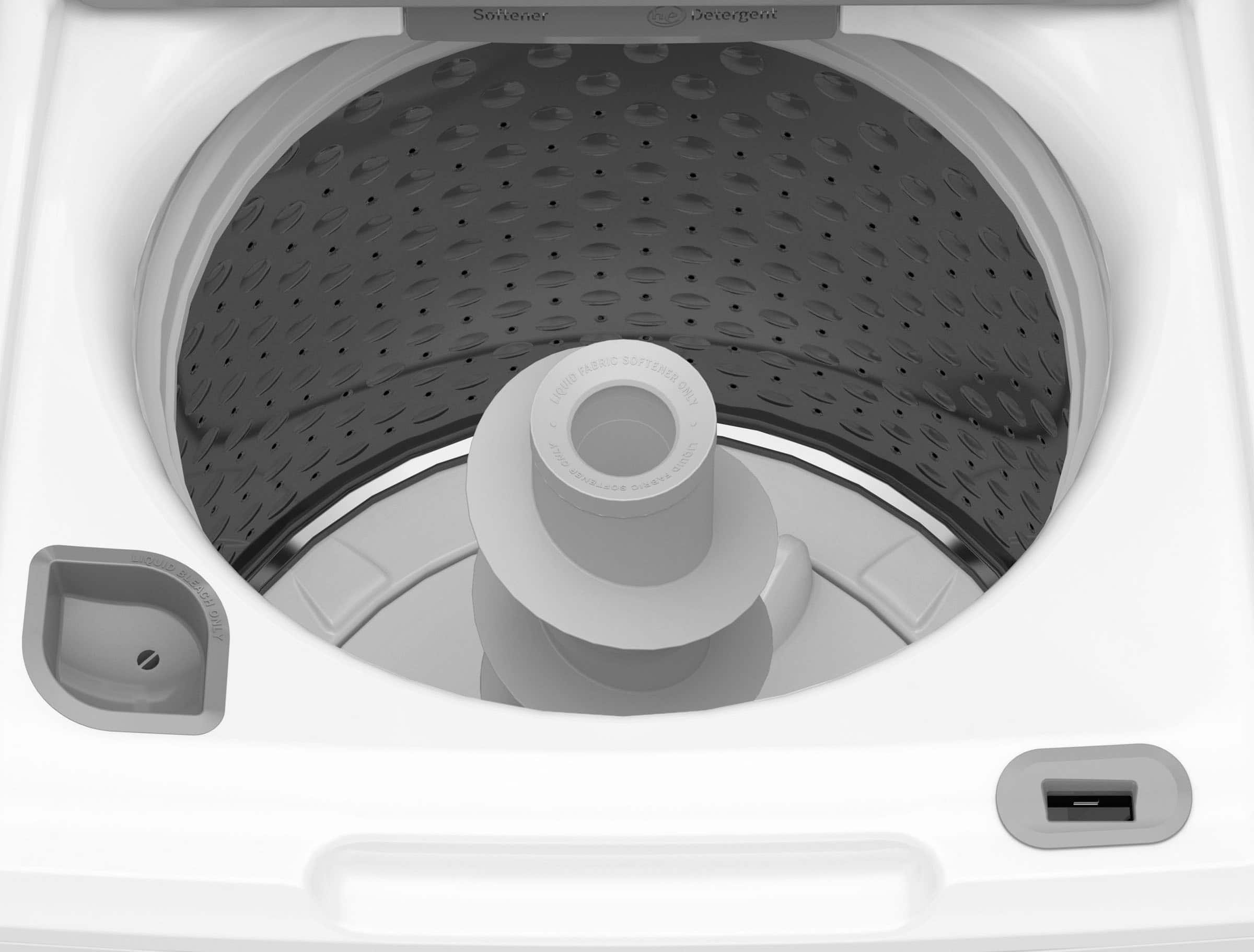 Alt View 11. GE - 4.5 cu ft Top Load Washer with Water Level Control, Deep Fill, Quick Wash, and Glass Lid - White with Matte Black.