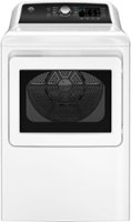 GE - 7.4 Cu. Ft. Front Load Electric  Dryer with Sensor Dry - White with Matte Black - Front_Zoom
