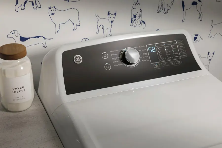 Alt View 15. GE - 7.4 Cu. Ft. Front Load Electric  Dryer with Sensor Dry - White with Matte Black.
