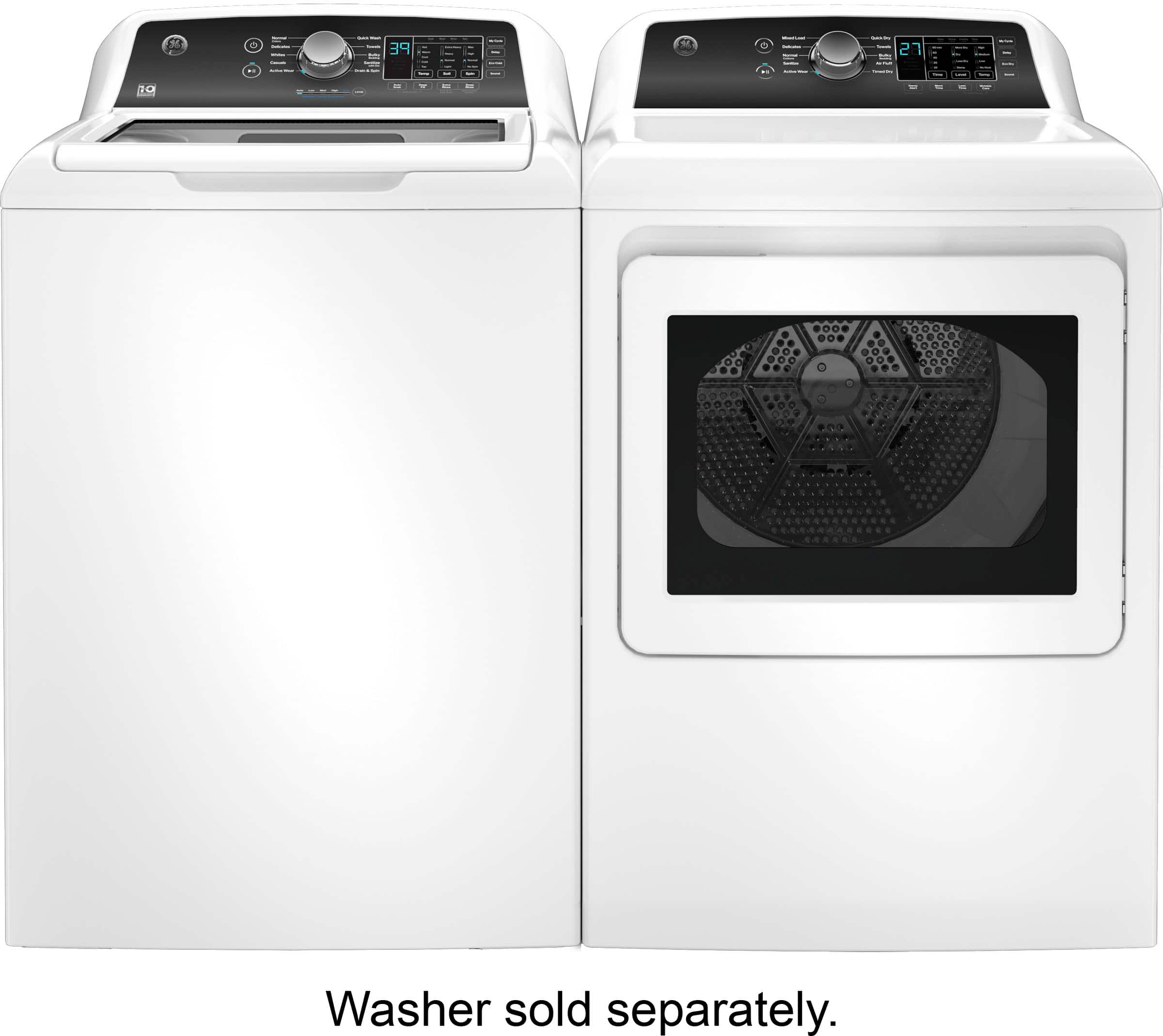 Alt View 1. GE - 7.4 Cu. Ft. Front Load Electric Dryer with Sensor Dry - White with Matte Black.