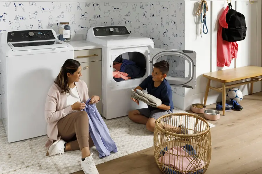 Alt View 23. GE - 7.4 Cu. Ft. Front Load Electric  Dryer with Sensor Dry - White with Matte Black.