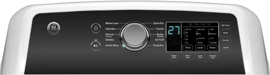 Alt View 2. GE - 7.4 Cu. Ft. Front Load Electric  Dryer with Sensor Dry - White with Matte Black.