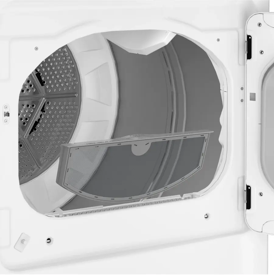 Alt View 6. GE - 7.4 Cu. Ft. Front Load Electric  Dryer with Sensor Dry - White with Matte Black.