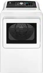 GE - 7.4 Cu. Ft. Gas Dryer with Sensor Dry - White with Matte Black - Front_Zoom