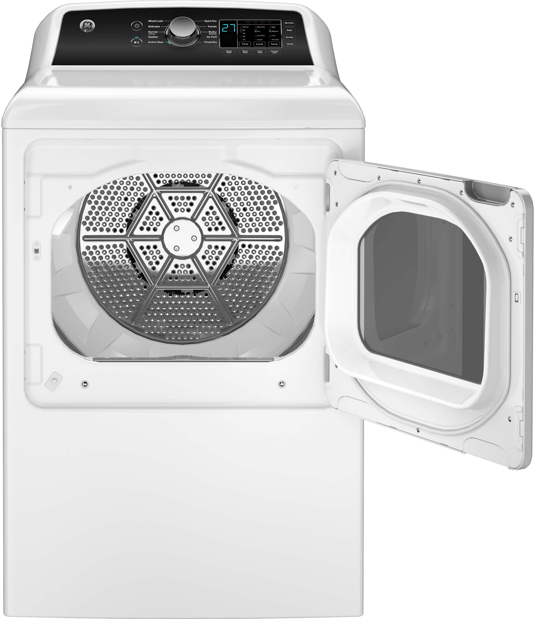 Alt View 11. GE - 7.4 cu. ft. Top Load Gas Dryer with Sensor Dry - White with Matte Black.