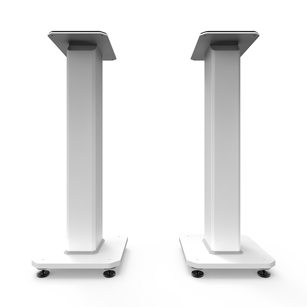 Back View: Kanto - 26" Tall Fillable Bookshelf Speaker Floor Stands (Pair) - White