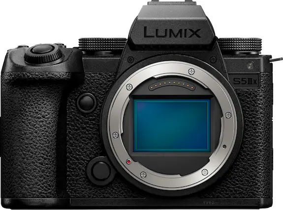 Front. Panasonic - LUMIX S5IIX Mirrorless Full Frame Camera (Body Only) - Black.