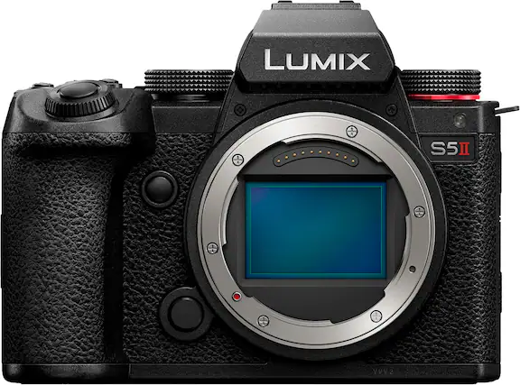 Front. Panasonic - LUMIX S5II Mirrorless Camera (Body Only) - Black.